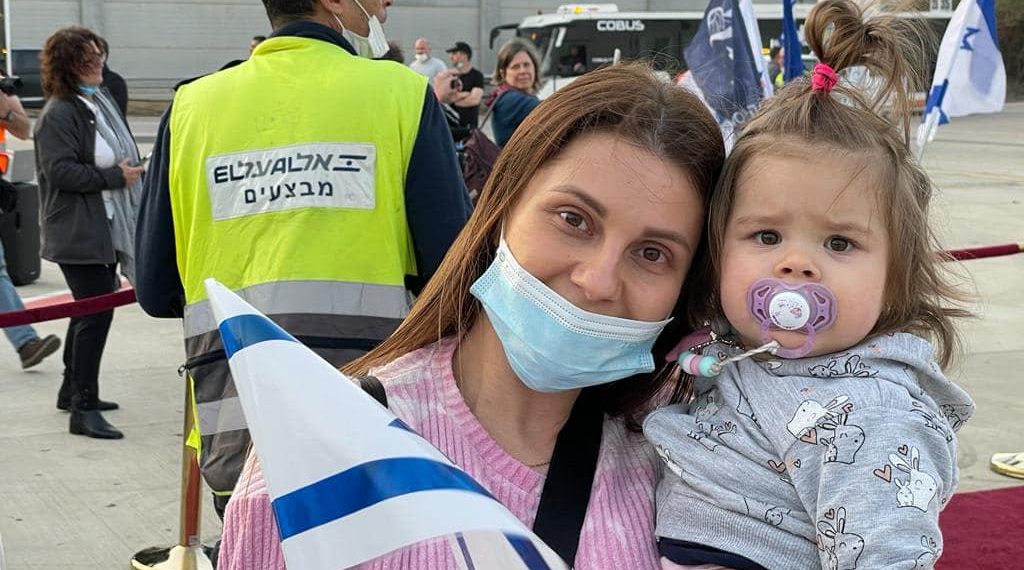 Ukrainske jøder på Ben Gurion Airport 6. mars 2022. Foto: IKAJ.