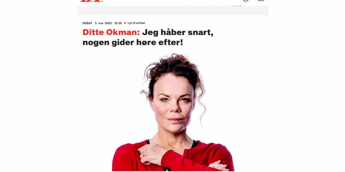 Ditte Okman. Skjermdump fra BT